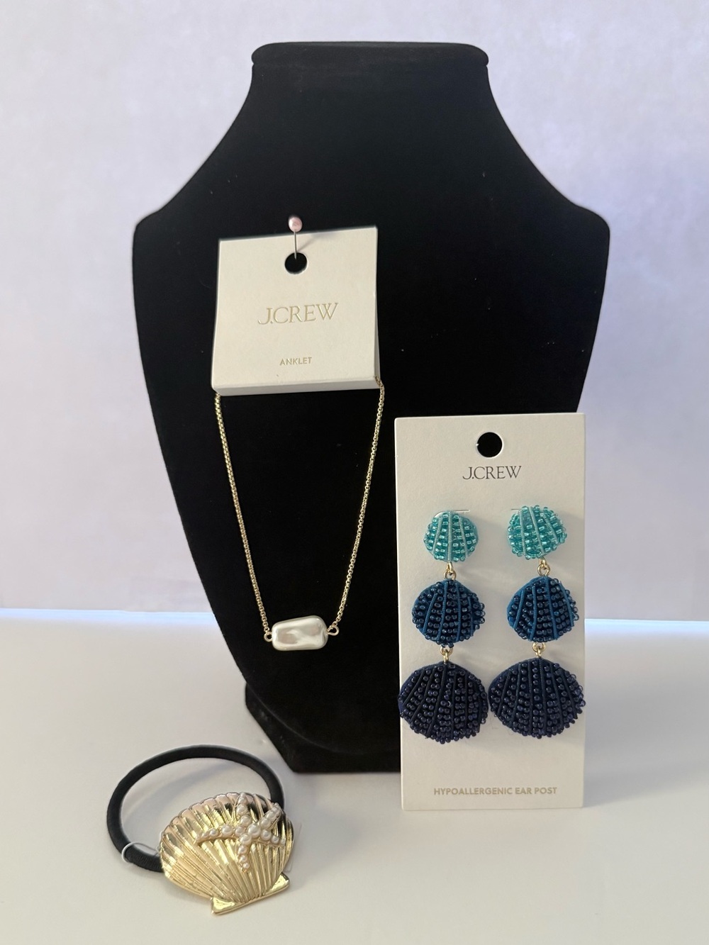J.Crew NWT BUNDLE - Hammered Beaded Necklace, Statement Drop Earrings,